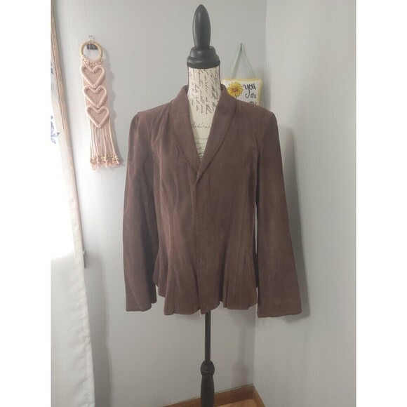 Newport News Suede Leather Jacket Zip Front Western CowGirl Women's 18 Brown 90s - Picture 1 of 16